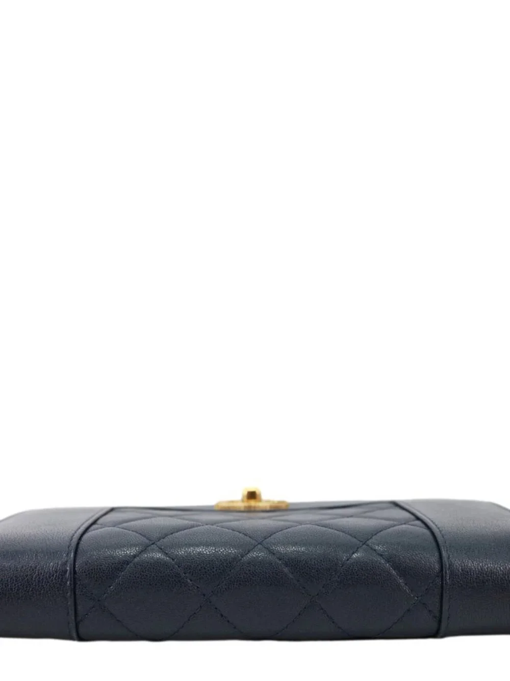 Chanel  Mademoiselle Vintage Flap Quilted Leather Wallet On Chain Navy Blue